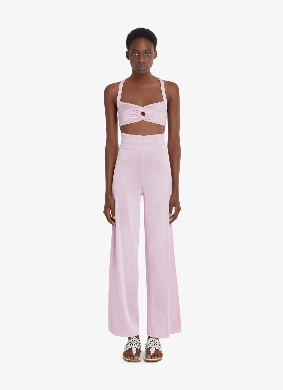 EDITION 1993 WIDE FLARED PANTS ALAÏA PALE PINK EDITION 1993 WIDE FLARED PANTS